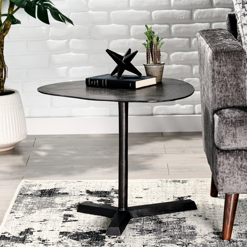 Table elliptique moderne avec détails en aluminium rouille et bronze brut pour le bureau à domicile