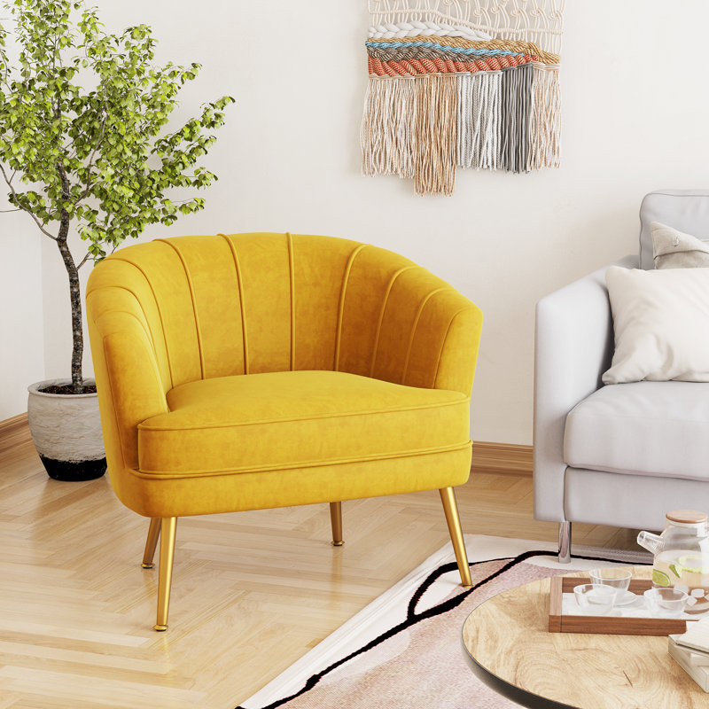Fauteuil l 27 po Walsall, Velours jaune