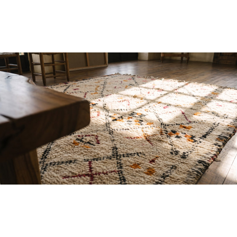 Tapis tribal marocain rétro Beni Ourain