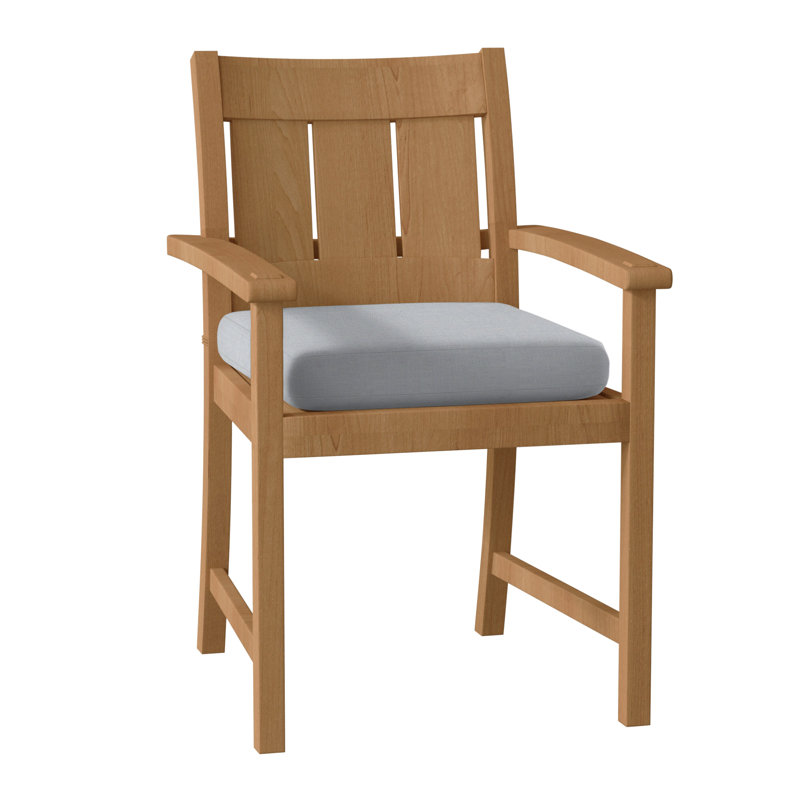 Chaise avec accoudoirs Croquet, Teck naturel, Pas de soudure, Lin chambray