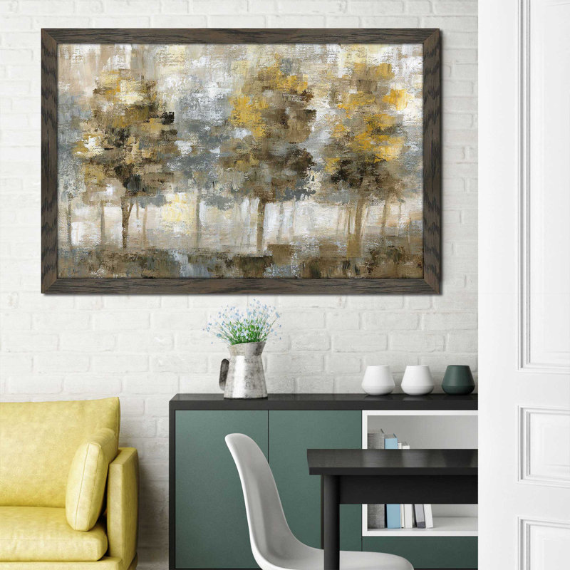 " Linen Trees " by Nan, Chocolate Distressed Framed, 27.5" H x 39.5" W x 0.75" D