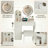 Vanity Makeup Desk With Led Lights And Rotatable Mirror, Vanity Desk With 2 Drawers, 6 Slot Compartments, Foldable Tabletop, Storage Stool, Power Outlets, Hair Dryer Holder, White
