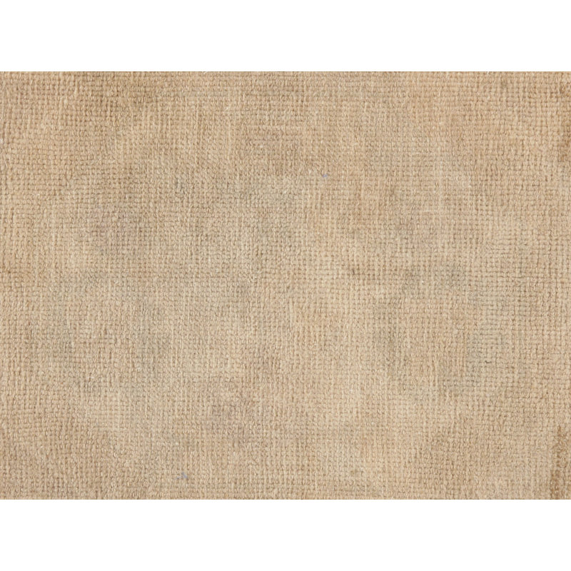Tapis beige unique en laine noué à la main de style années 1950 de 1 pi 7 po x 2 pi 10 po One