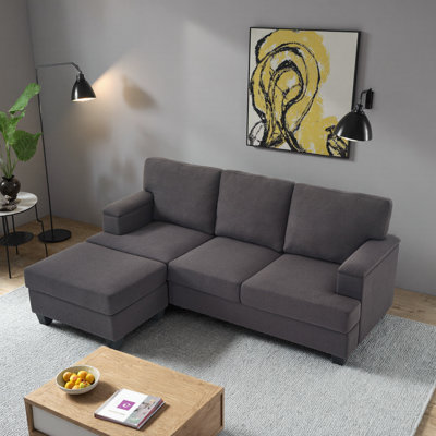 86" Modern L-Shaped Sofa with Storage Ottoman & Reversible Design, Comfy Sectional for Living Room by Latitude Run