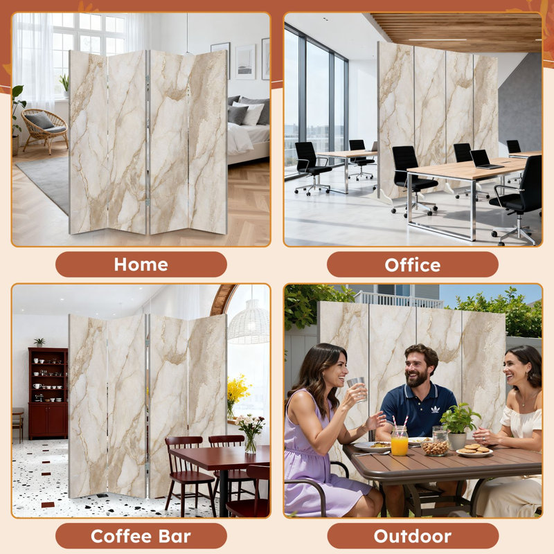 Paravent 4 panneaux à cloison pliable Royal Abstract, 4, 71" H x 64" W x 1" D