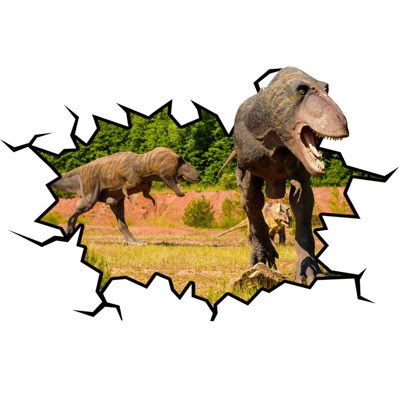 Décalcomanie murale trou de dinosaure t-rex, H 18 po x l 22 po x P 0,01 po