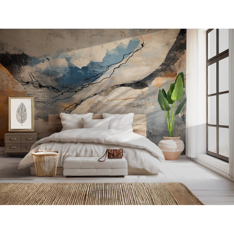 Blue Gold Marble Abstract Wall Mural, 105.96" L x 138" W