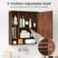 Armoire de salle de bain avec miroir, porte simple, 3 tablettes ouvertes et tablette réglable en noyer-129204855