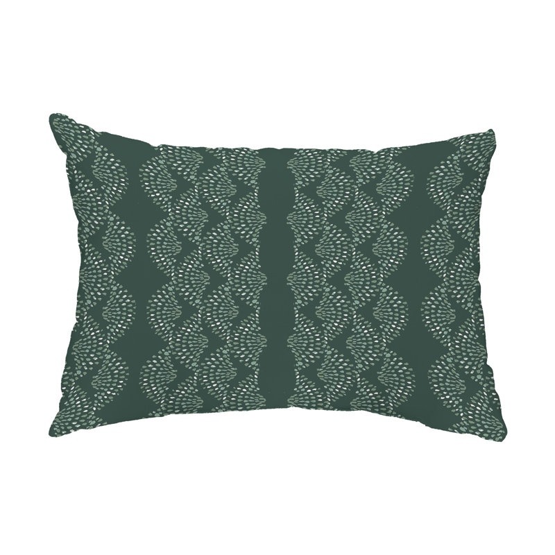 Dotted Geometric Outdoor Reversible Throw Pillow, Green