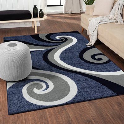 Tapis abstrait bleu Arlane