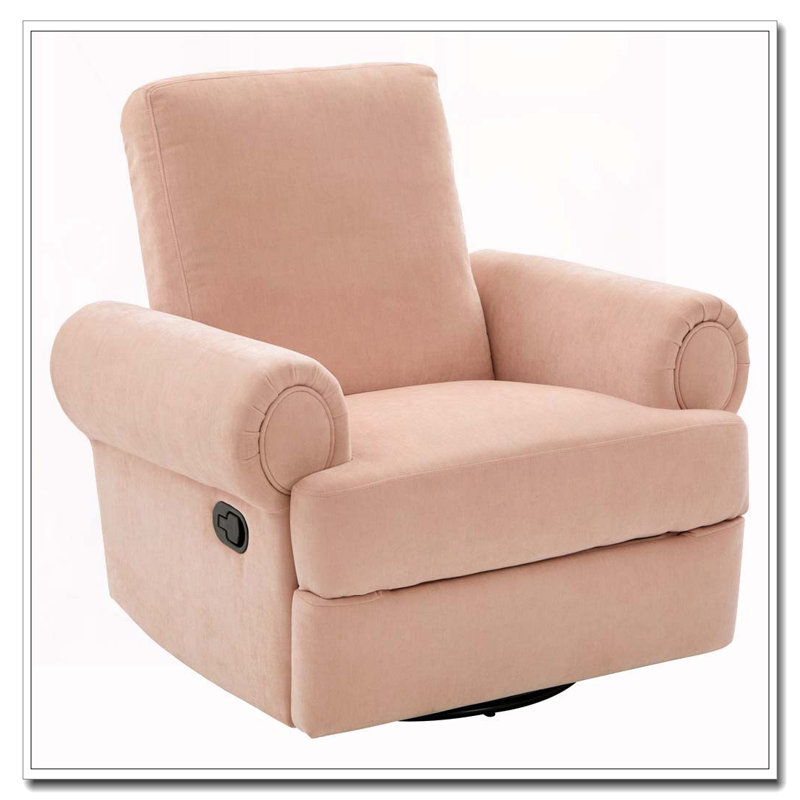 Manual Recliner Sofa Swivel Recliner Rocker Chair, Pink