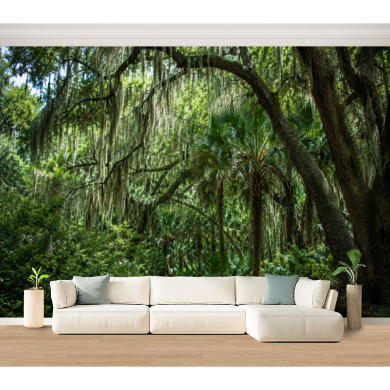 Papier peint adhésif peler et coller Live Oaks Palm Trees, H 100 po x l 144 po
