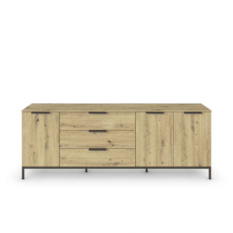 Flipp 3 Drawer 200Cm W Combo Dresser, Artisan Oak/Graphite