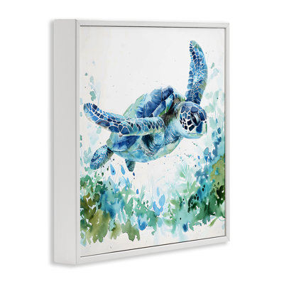 Tortue de natation et art giclée botanique, design par LSR Creative Studio