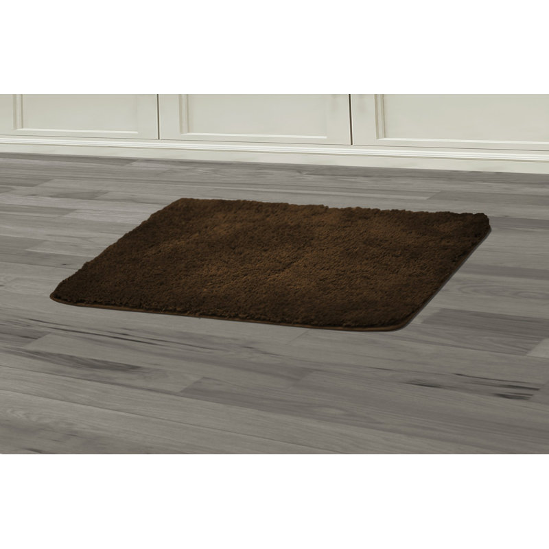 Eiliyah Microfiber Non-Slip Bath Mat, Brown, 21" W x 34" L