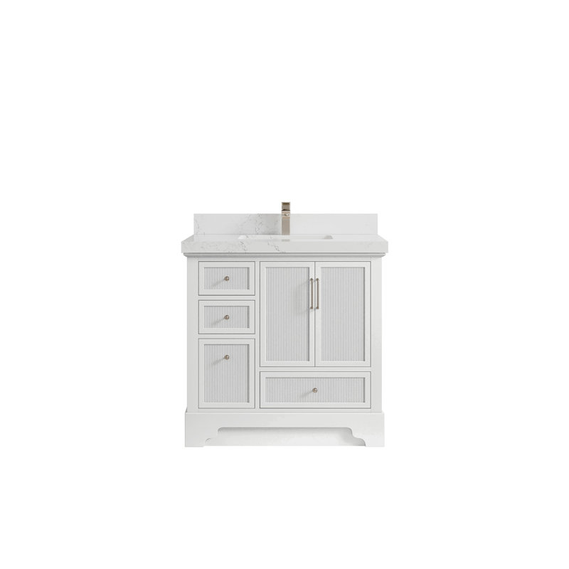 Meuble-lavabo simple 36 po avec plateau Alys, Doré Viola