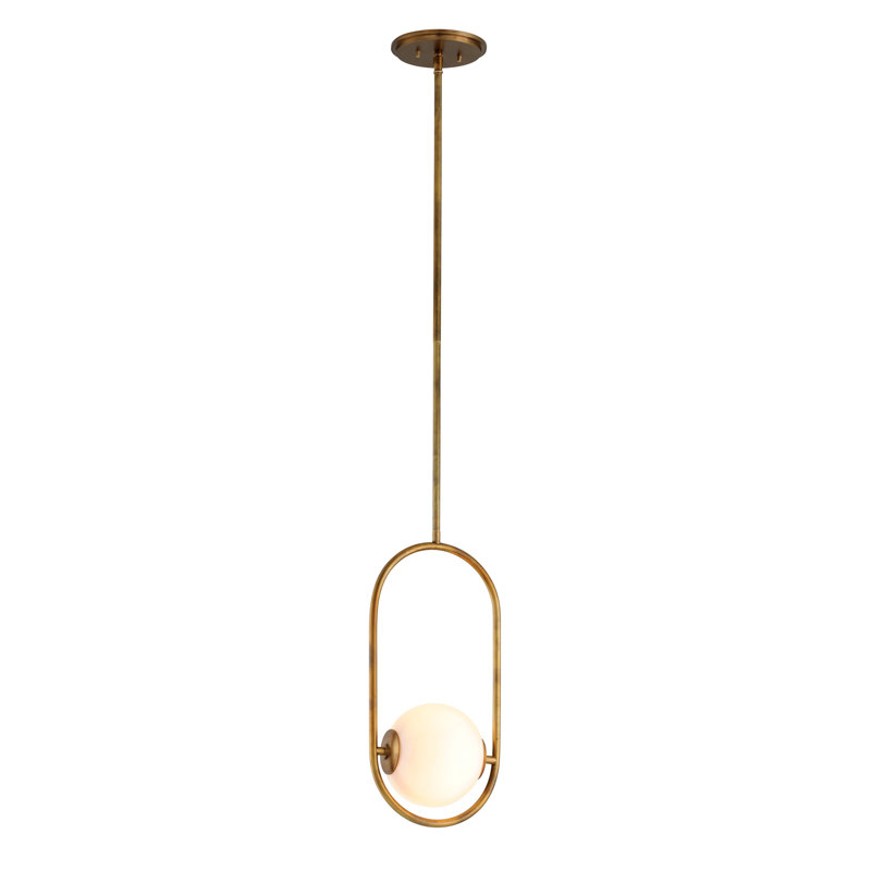 Everley Mini Globe Pendant Light in Vintage Brass with Frosted Glass
