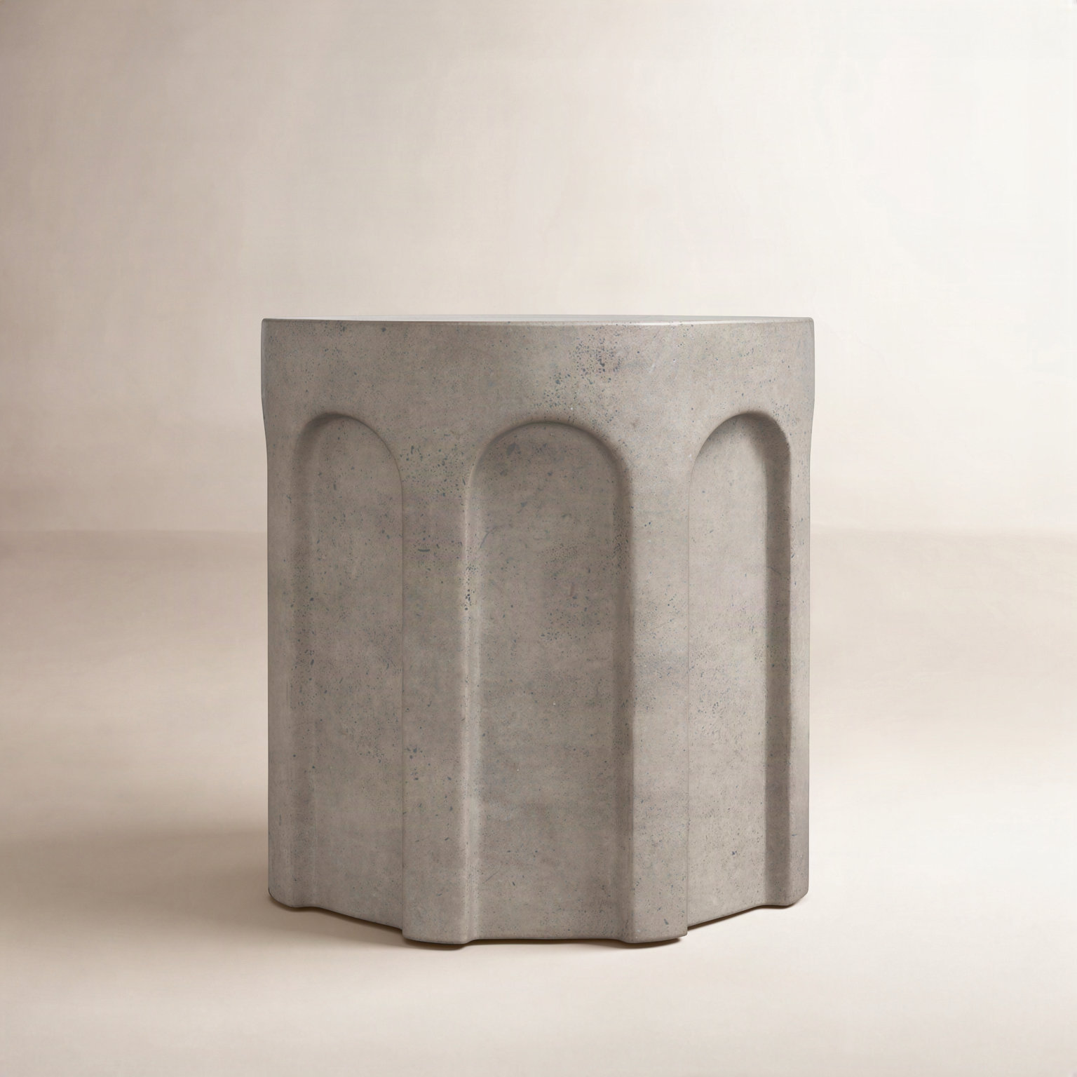 Mikah Concrete Accent Stool, Dark Gray