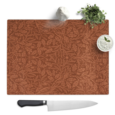 Acorns And Oak Leaves Print By William Morris Pattern  Glass Chopping Board