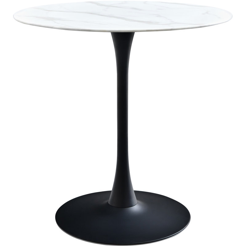 Holly Round Marble Counter height Bar Table, Black