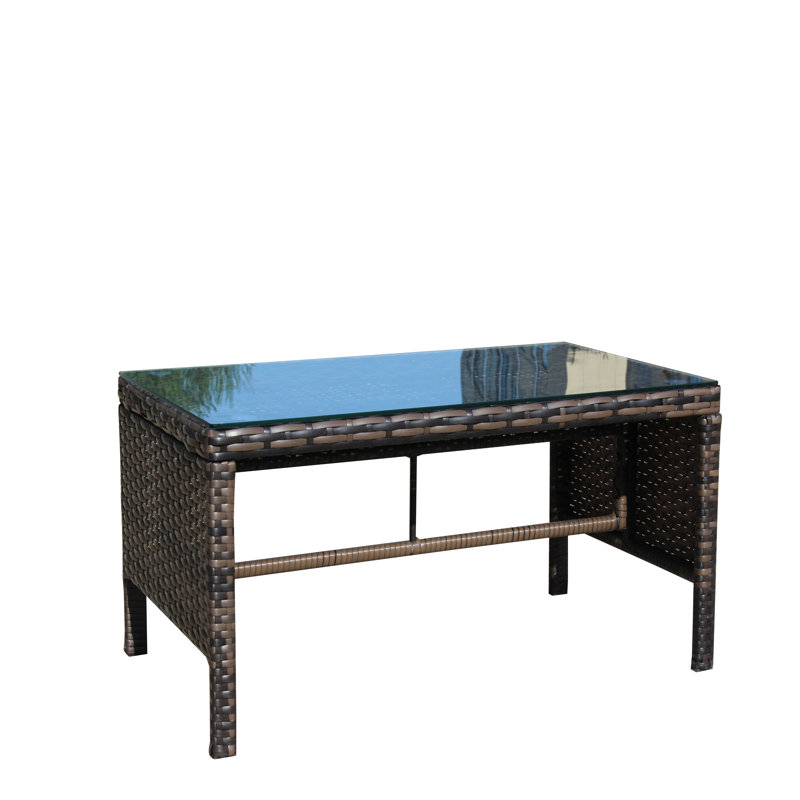 Table basse d'extérieur 1 table basse avec verre trempé transparent