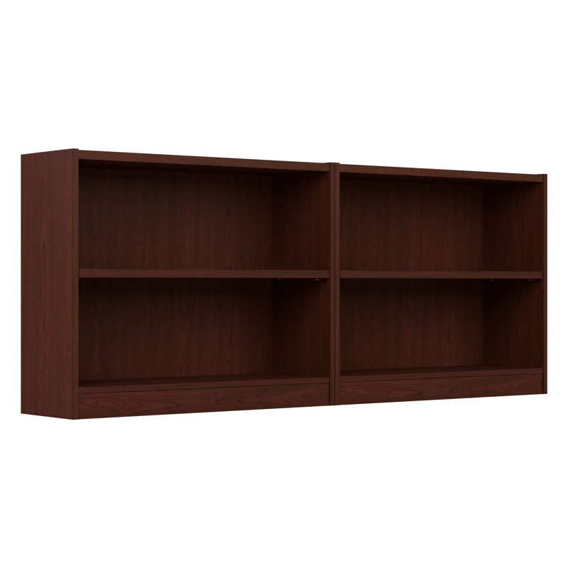 Ensemble de petite bibliothèque à deux tablettes Paulica pour le rangement dans le bureau personnel ou le salon, Cerise vogue