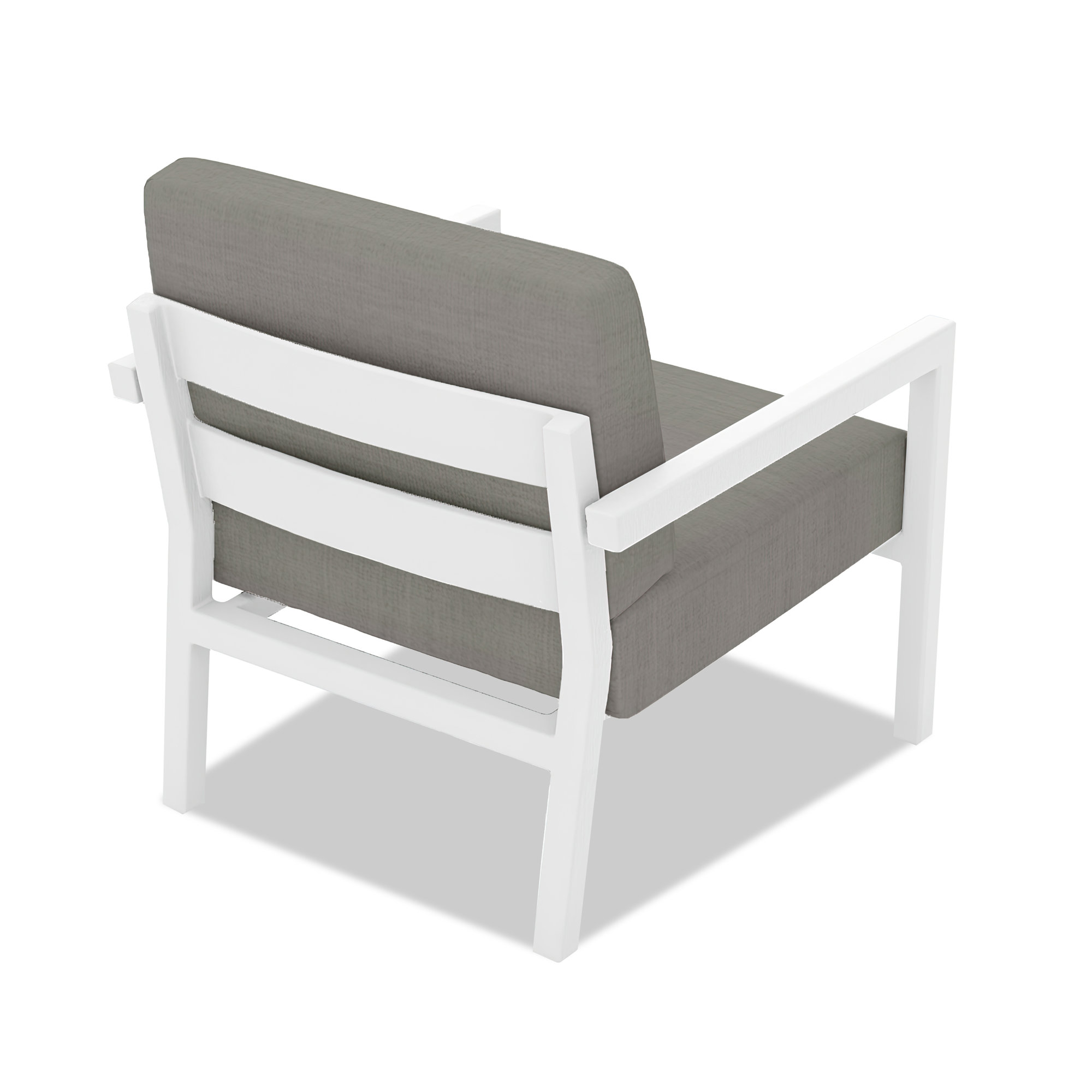 Vivant Patio Chair with Sunbrella Cushions, White, Canvas Charcoal Sunbrella® Canvas