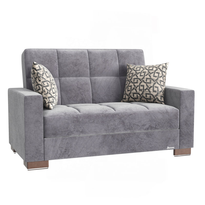 Causeuse convertible avec rangement Collection, Microfibre grise, Gris