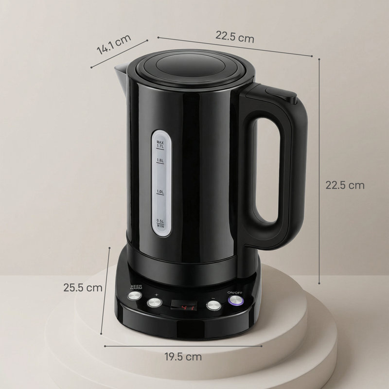 HOMCOM 1.7L Electric Tea Kettle, Black