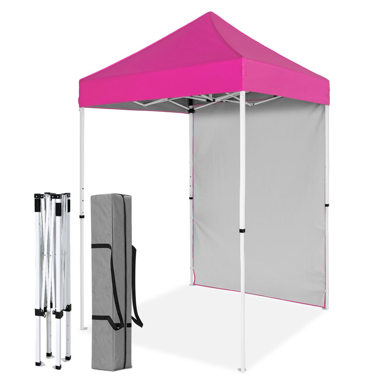 5 Ft. W x 5 Ft. D Steel Pop-Up Canopy Tent With Sunwall, Pink