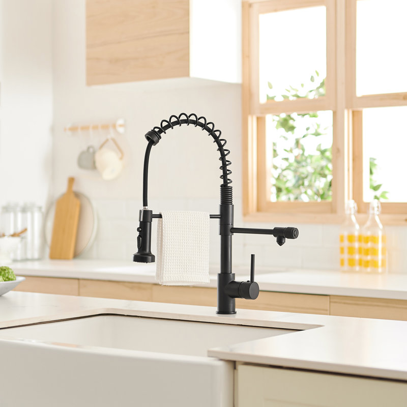 Purifier Kitchen Faucet With Matte Black Finish - Drinking Water, Pull Down Water Filter, Double Pipe Outlet, Easy Installation Sink Black, Simple & Upkeep
