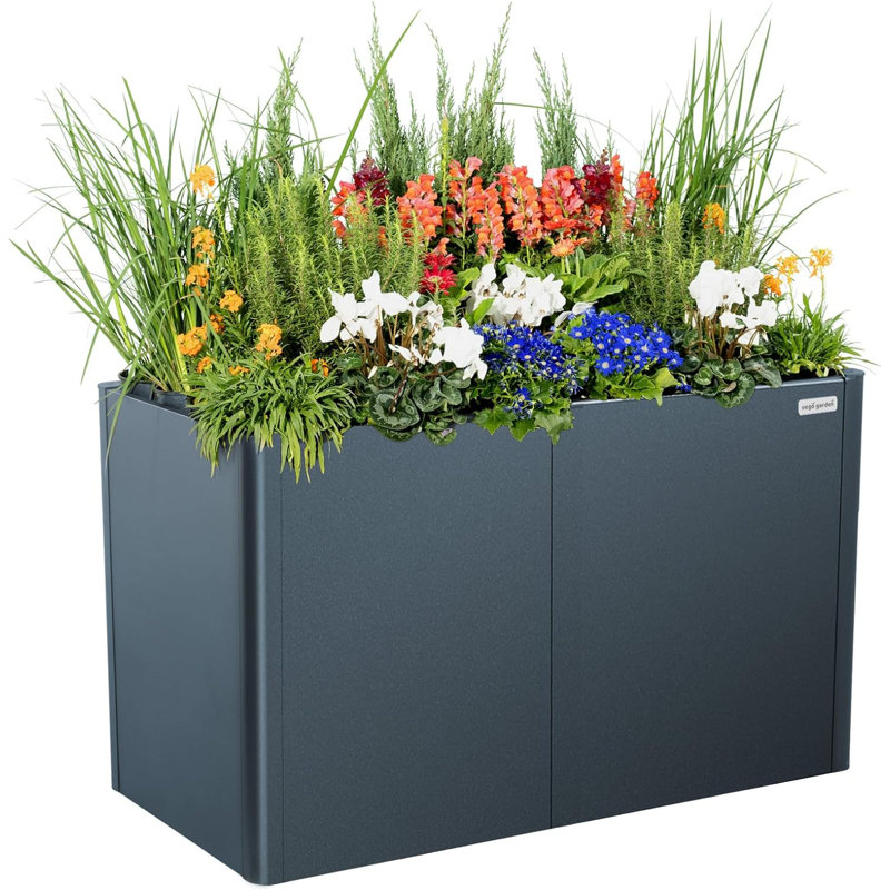 Modern 32" Tall Metal Outdoor Long Planter Box, 32" H x 42" W x 42" D, Midnight Blue