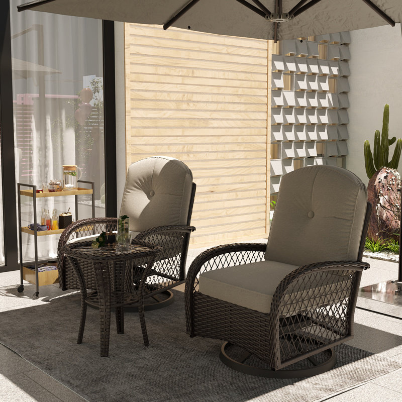 Jeremyh 2 - Person Patio Conversation Sets with Cushions, Khaki