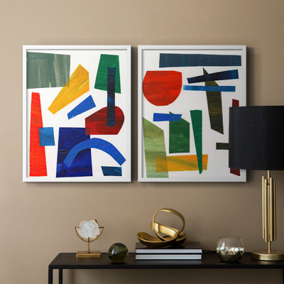 «Colorful Shapes I», reproduction encadrée de qualité supérieure - prête à être accrochée - aucun clou requis - aucun clou requis