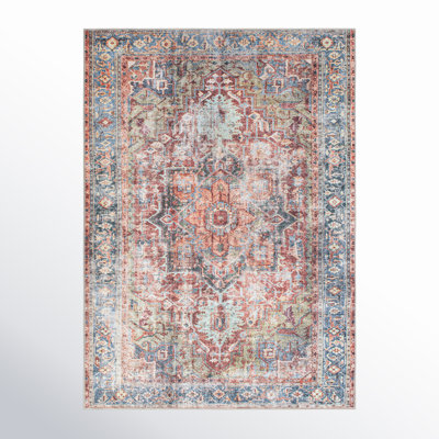 Alice Machine Washable Oriental Flatweave Performance Red/Blue/Ivory Multi Area Rug