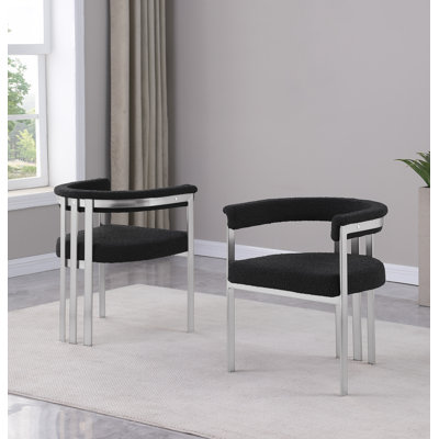 Chaises d'appoint en tissu Boucle avec structure en chrome brossé