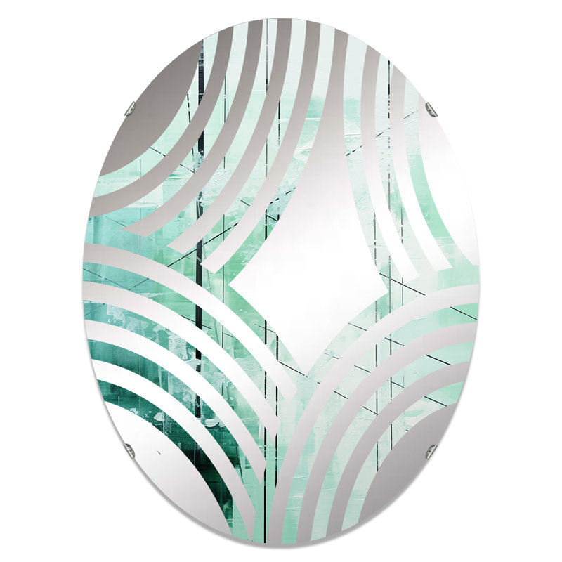Power Lines Mint Matrix I - Miroir décoratif Baptist Fan | Ovale, 29,5 po x 19,6 po