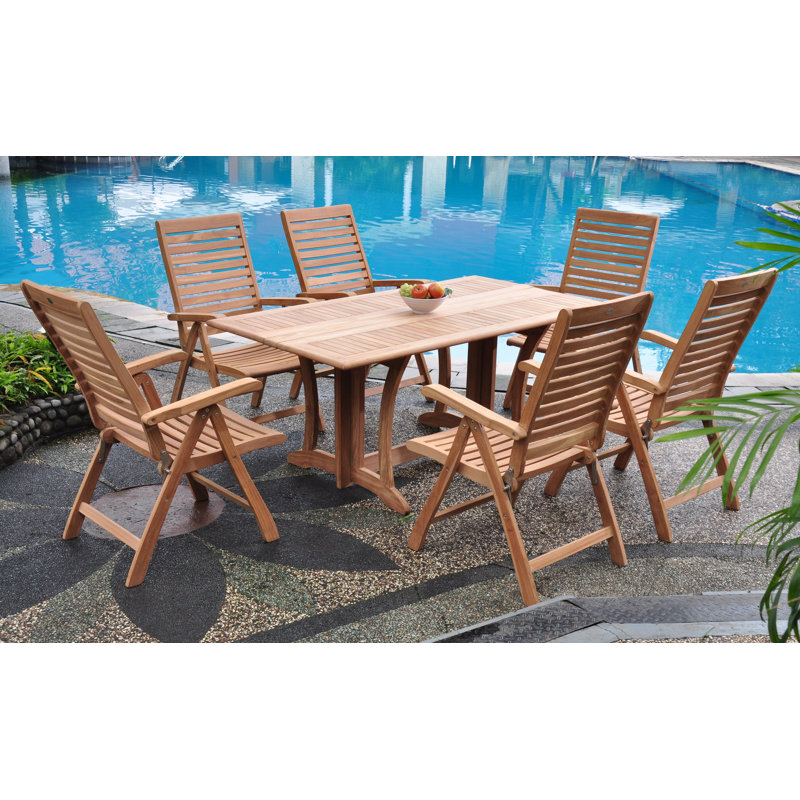 Stephon Outdoor 7 - Piece Teak Dining Set