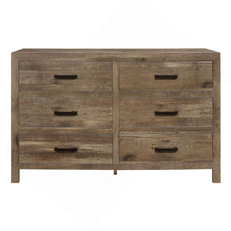 Commode de style rustique avec 6 tiroirs de rangement et meubles de chambre à coucher en bois