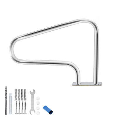 39" x 32" Pool Handrail for Inground Pools, 304 Stainless Steel Safety Railing with 375 lbs Capacity, Non-Slip Grip Ladder Rail for Pool, Spa, Water Park