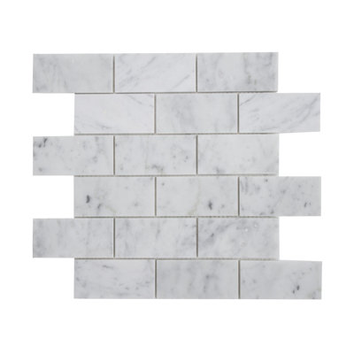 Carreau de mosaïque à joints de brique en marbre 2 po x 4 po