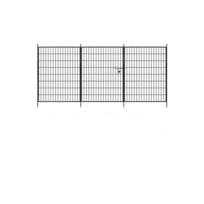 Clôture de jardin décorative en métal antirouille avec porte, sans creuser - Barrière anti-animaux pour cour, terrasse, pelouse et potager - Installation sans outil, noire - 101,6 cm x 3,6 m, lot de 5 avec porte