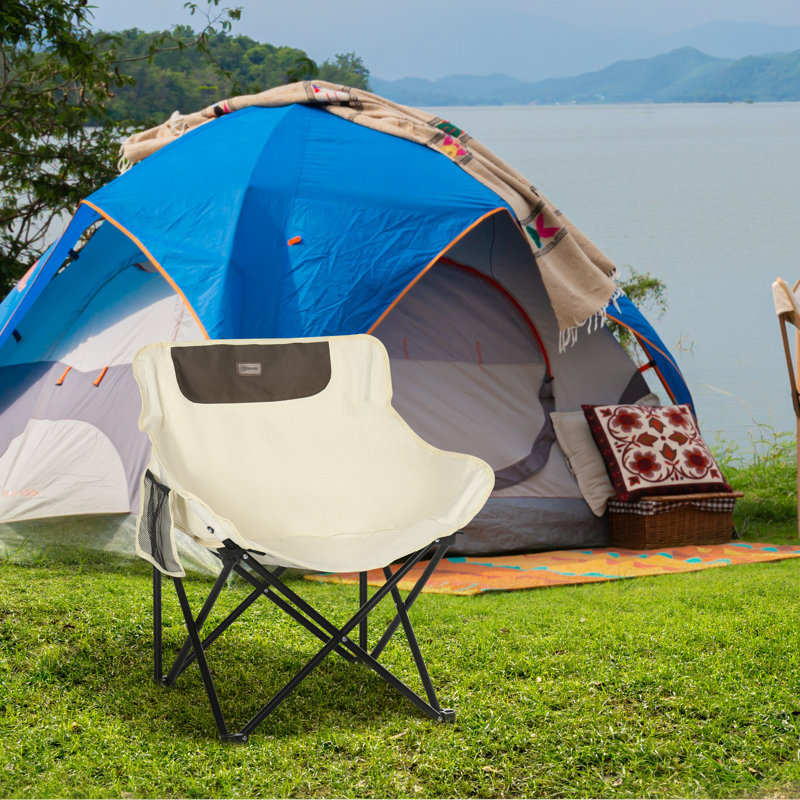 Outsunny Camping Chair Folding Chair with Carry Bag 110 kg Capacity, White
