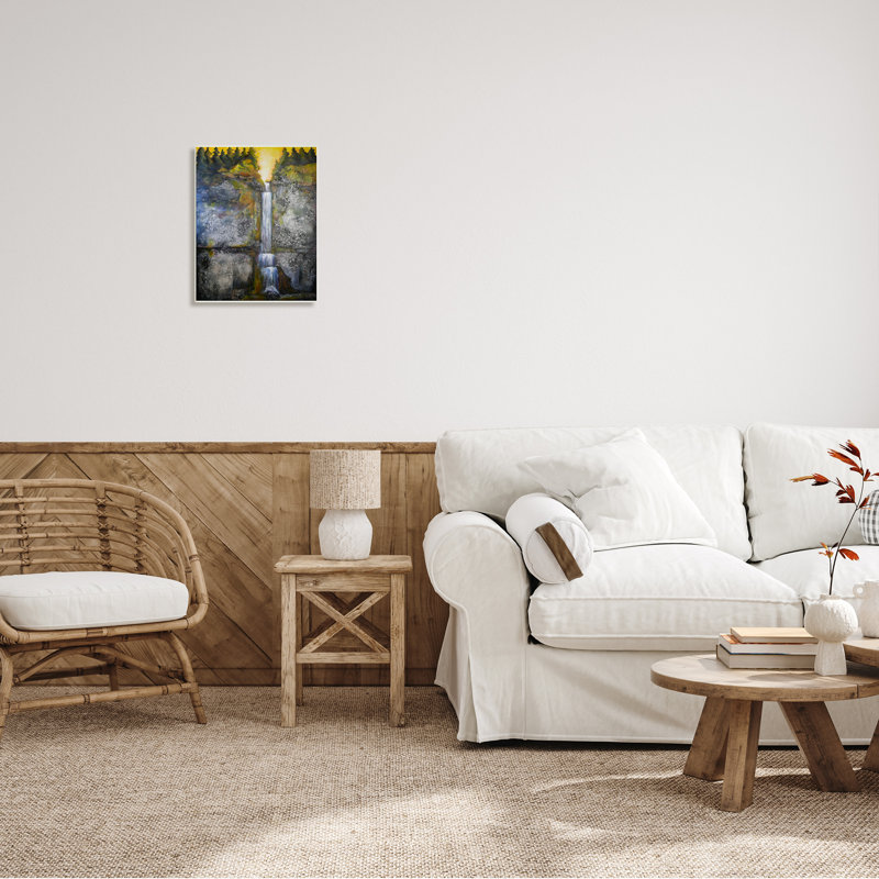Rustic Sunset Waterfall Cascading Wat par Doris Charest 967, Plaque murale, H 19 po x l 13 po x P 0,5 po