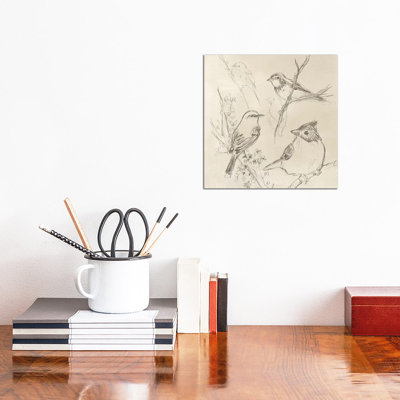 Vintage Songbird Sketch I by June Erica Vess - Wrapped Canvas Print