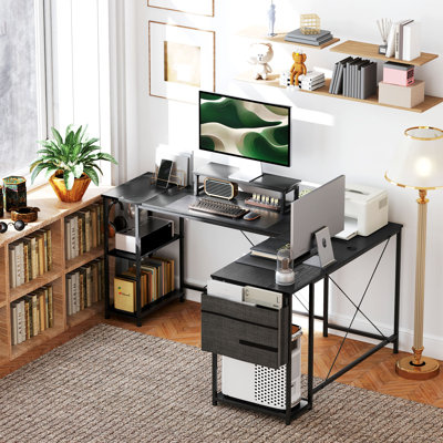 Rascoe Reversible L Shaped Desk Adjustable Shelf