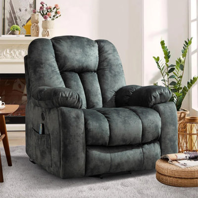 Microfiber/Microsuede and Wood Frame Power Lift Recliner with Heated Massage 