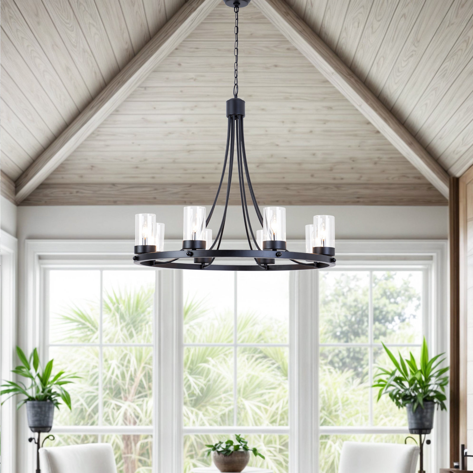 Laurel Foundry Modern Farmhouse Lustre traditionnel en roue de chariot ...