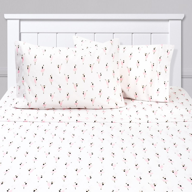 Twin Black and Pink Microfiber Kids' Ballerina Sheet Set