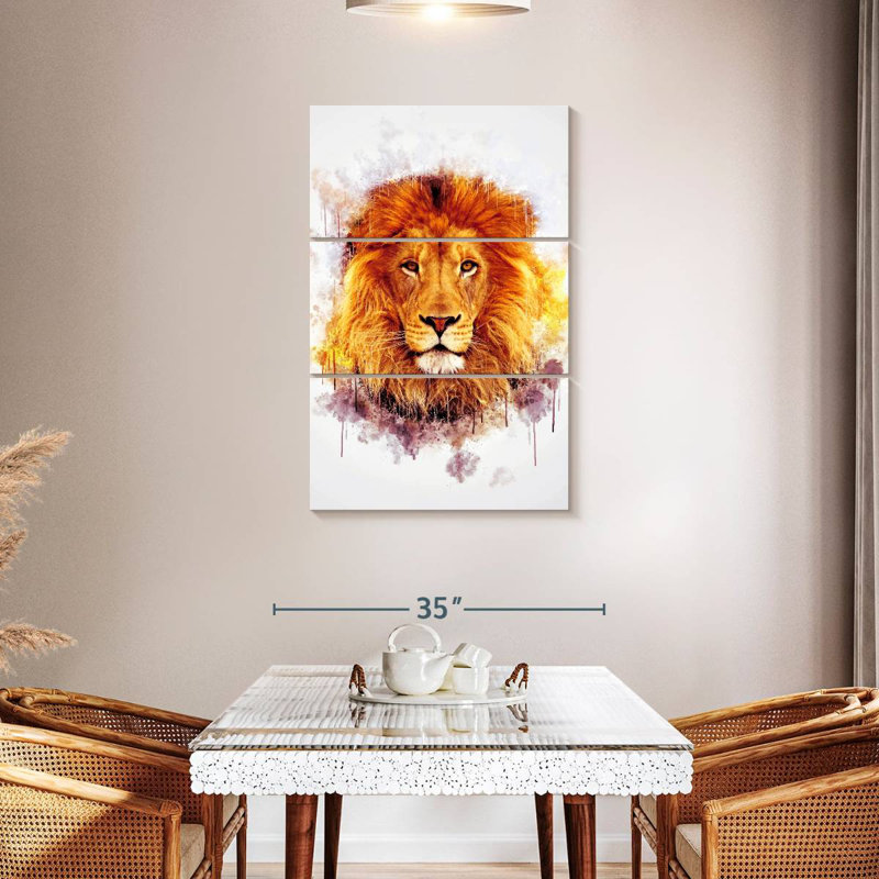 Lion Head Paint Splash, 45" H x 28" W